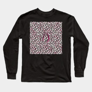 Letter D Monogram & Pink Leopard Print Long Sleeve T-Shirt